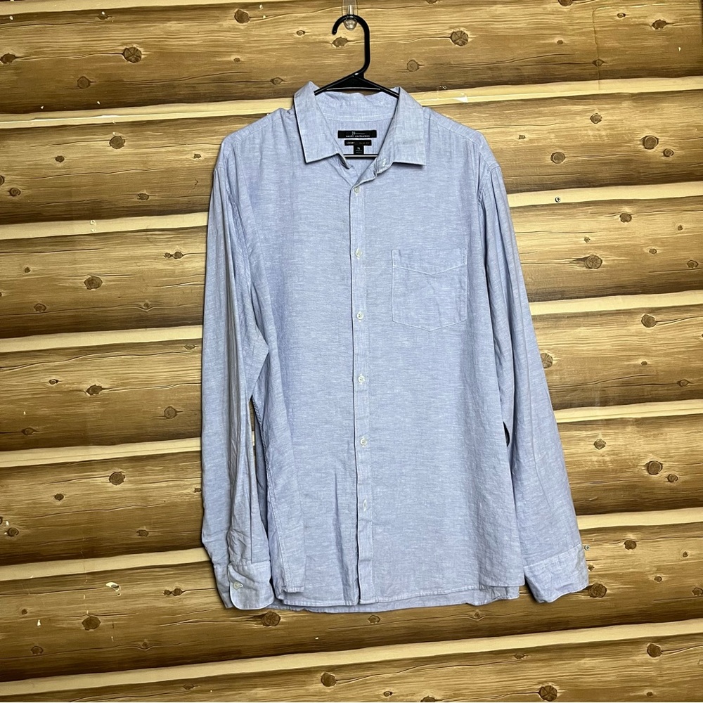 5/$30 Marc antony luxury slim fit men long sleeve bottoms down purple shirt SzXL